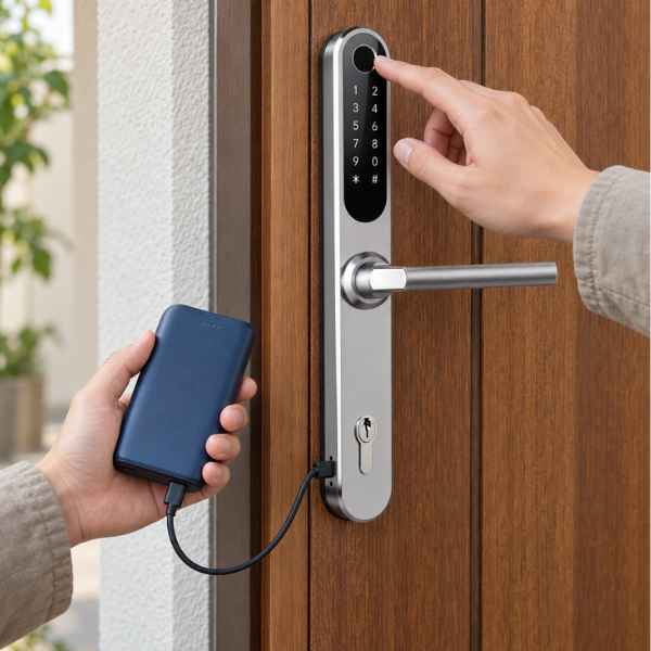 Nouzové napájení chytré kliky powerbankou přes USB